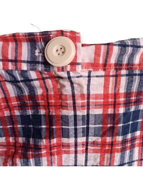 True Vintage Women's Shorts 22W 22" Handmade Seersucker Plaid High-Waisted 70's